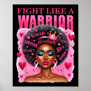 Like A Warrior Breast Cancer Awareness Black Women Poster