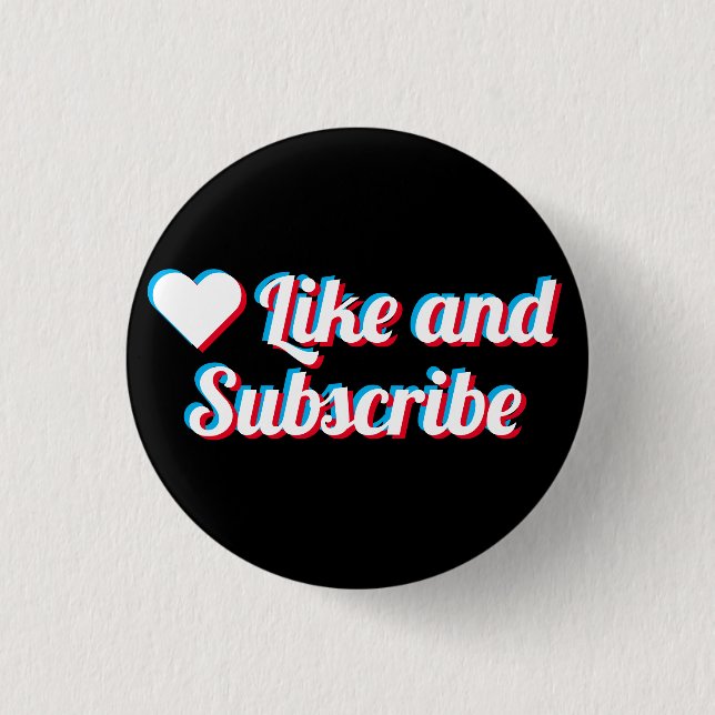 Like And Subscribe 1 Inch Round Button (Front)