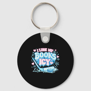 Like books icy funny book lover hockey reading keychain