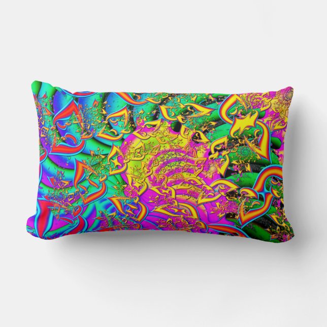 Like Candy Vibrant Psychedelic Fractal Lumbar Pillow (Front)