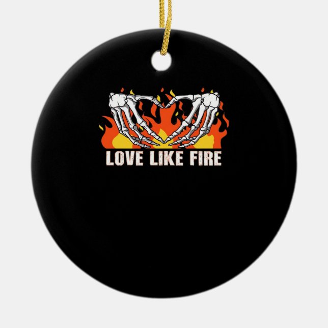 Like Classic - Skeleton Hands Heart  Ceramic Ornament (Front)
