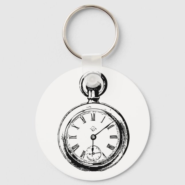 Like Clockwork Pocket Watch Illustration Keychain (Front)
