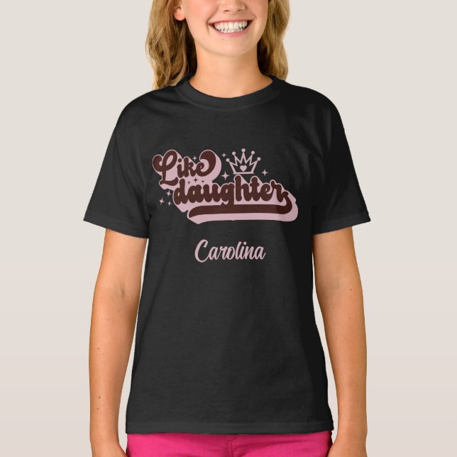 Like Daughter | Matching Mom and Kid - Black T-Shirt (Front)