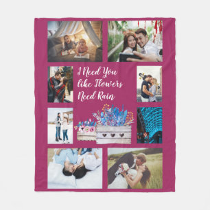 Like Flowers Need Rain Custom Love Photo Fleece Blanket