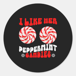 Like Her Peppermint Candies Like His Candy Cane Xm Classic Round Sticker
