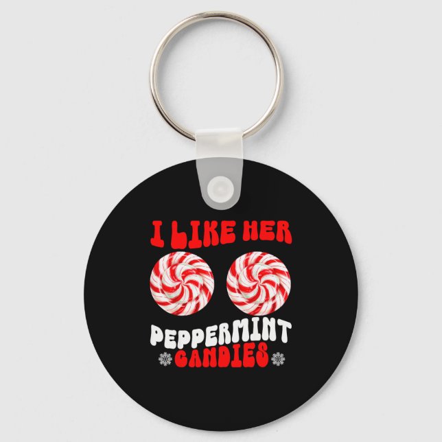 Like Her Peppermint Candies Like His Candy Cane Xm Keychain (Front)