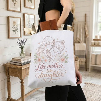 Like Mother Like Daughter - Minimalist Floral Moth Tote Bag