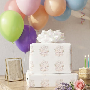 Like Mother Like Daughter - Minimalist Floral Moth Wrapping Paper