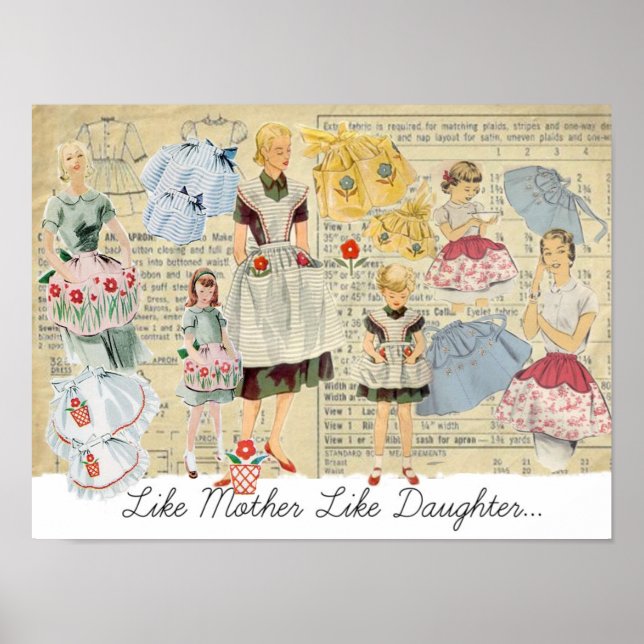 Like Mother Like Daughter Vintage Aprons Poster (Front)