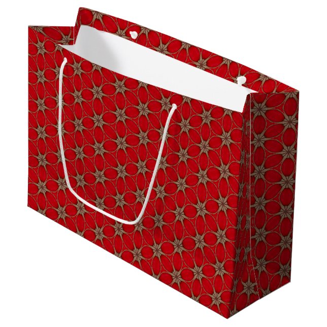 Like Red Flower Pattern Large Gift Bag (Front Angled)