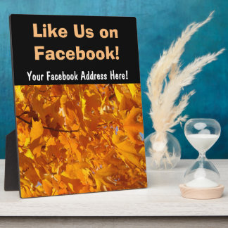 Like Us on Facebook sign Counter Plaque Leaves