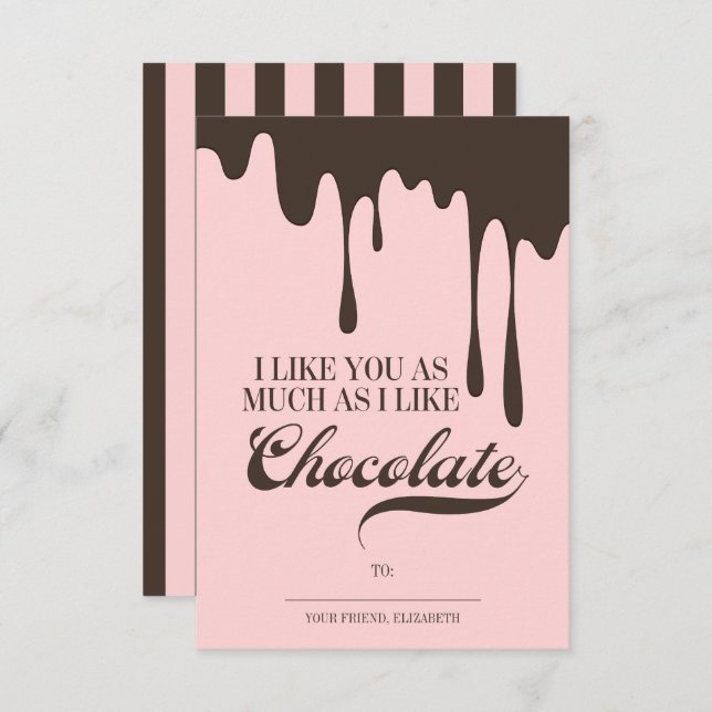 Like You and Chocolate Kids Classroom Valentine Invitation (Front/Back)