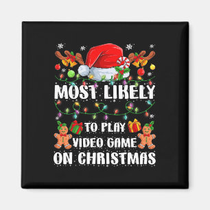Likely To Play Video Game On Christmas Xmas Tree L Magnet