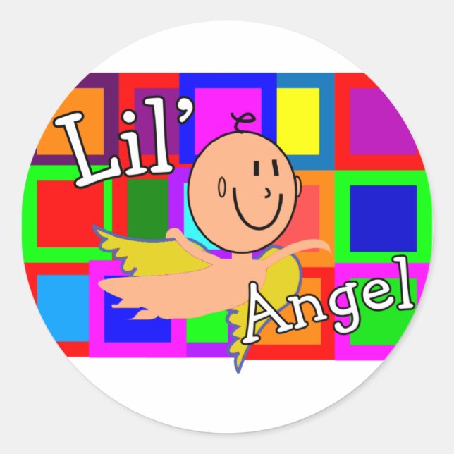 Lil Angel MOSAIC With Angel Baby--Adorable Classic Round Sticker (Front)