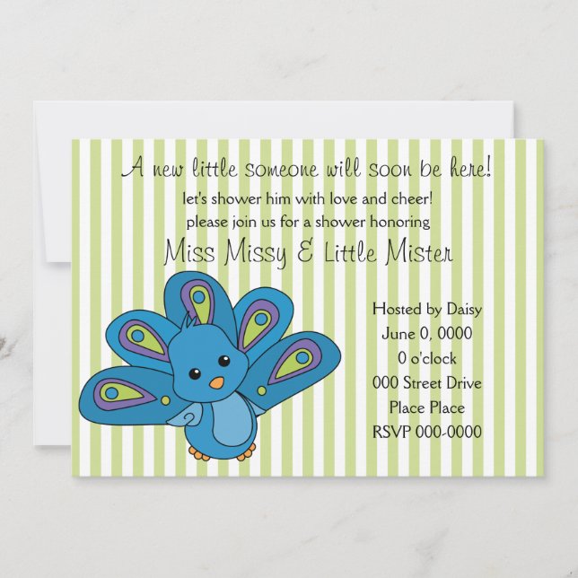 Lil' Baby Peacock Invitation (Front)
