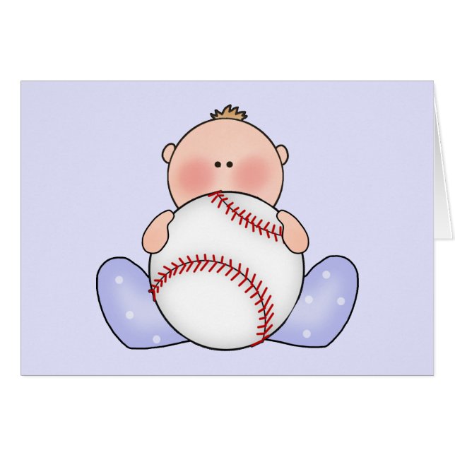 Lil Baseball Baby Boy Blank Card (Front Horizontal)