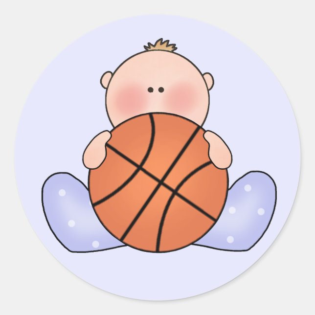 Lil Basketball Baby Boy Classic Round Sticker (Front)