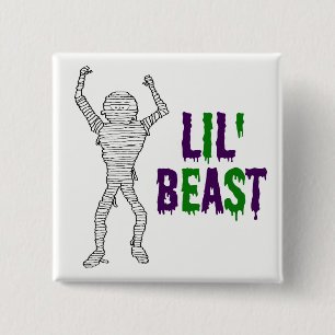 Lil' Beast Mummy Purple and Green Dripping Font 2 Inch Square Button