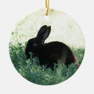 Lil Black Bunny Ceramic Ornament