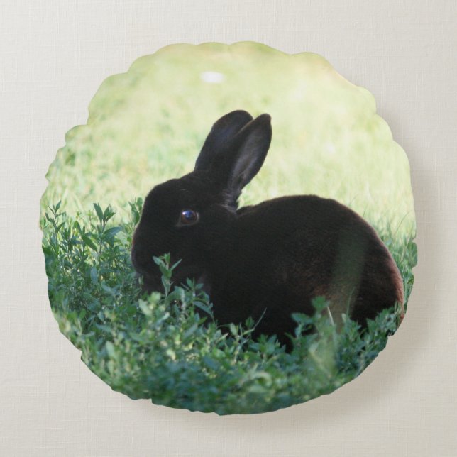 Lil Black Bunny  Round Pillow (Front)