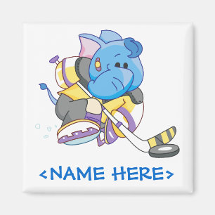Lil Blue Elephant Hockey Magnet