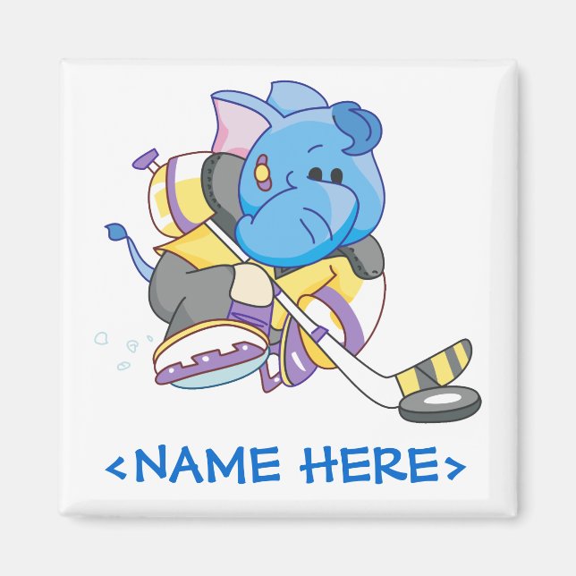 Lil Blue Elephant Hockey Magnet (Front)