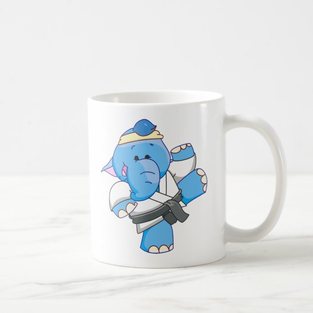 Lil Blue Elephant Karate Coffee Mug (Right)