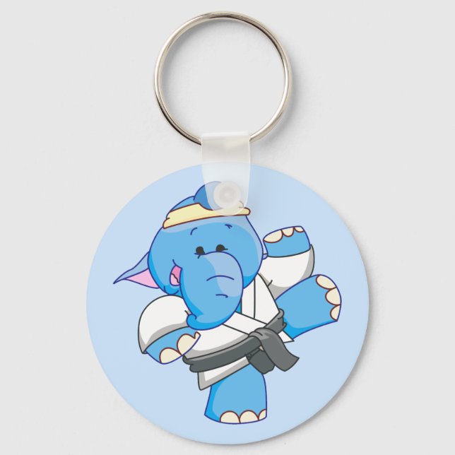Lil Blue Elephant Karate Keychain (Front)