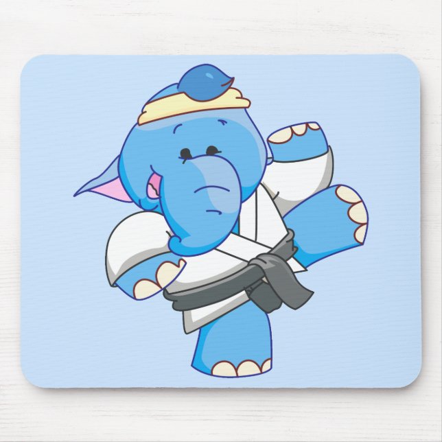 Lil Blue Elephant Karate Mouse Pad (Front)