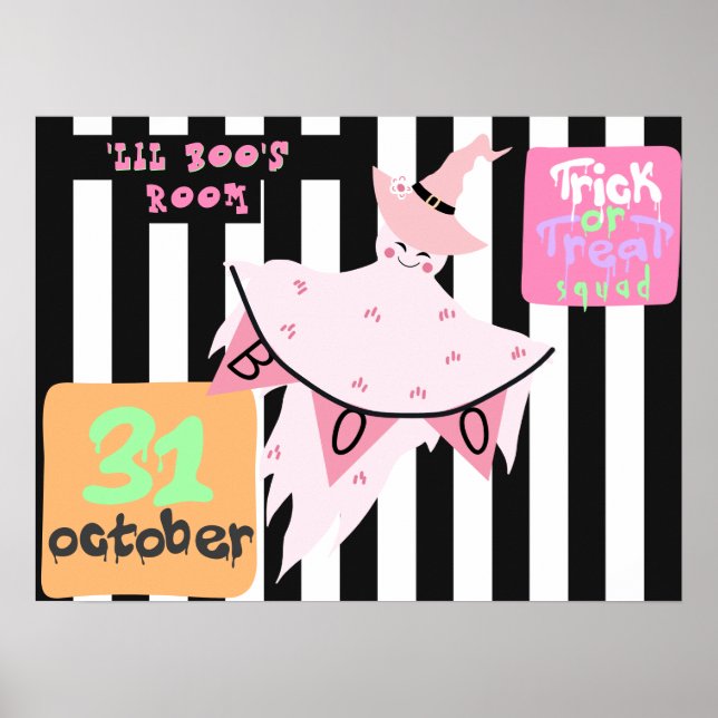 Lil Boo' Kids Room Ghost Pastel Halloween Décor    Poster (Front)
