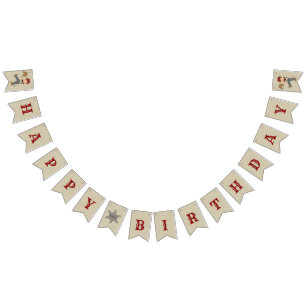 Lil' Buckaroo (brown hair) Bunting Flags