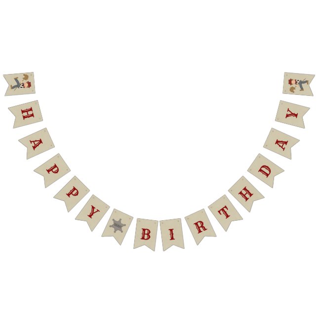 Lil' Buckaroo (brown hair) Bunting Flags (All)