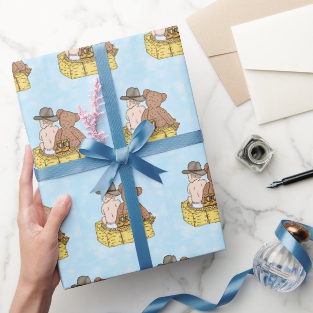 Lil' Cowboy and Teddy Bear Baby Shower  Wrapping Paper (Gifting)