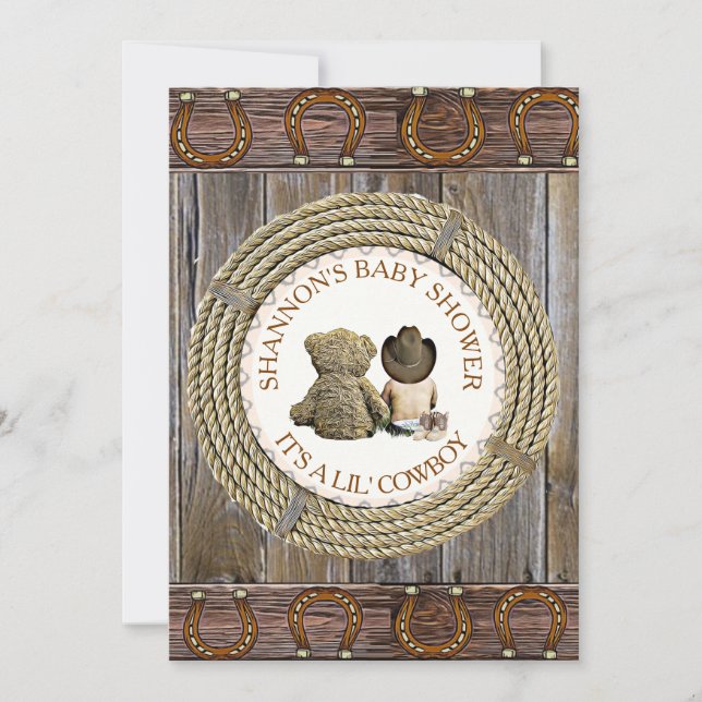 Lil' Cowboy boy Country and Western Baby Shower Invitation (Front)