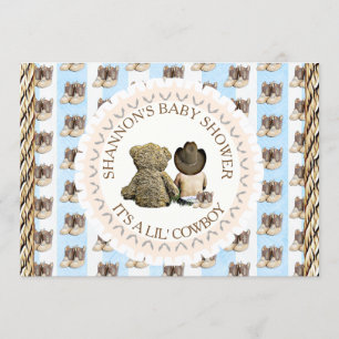 Lil' Cowboy boy Country and Western Baby Shower Invitation