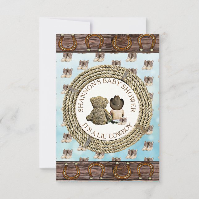 Lil' Cowboy boy Country and Western Baby Shower Invitation (Front)