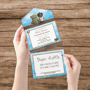 Lil Cowboy Rustic Boy's Baby Shower All In One  Invitation