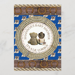 Lil' Cowboy Rustic Country and Western Baby Shower Invitation