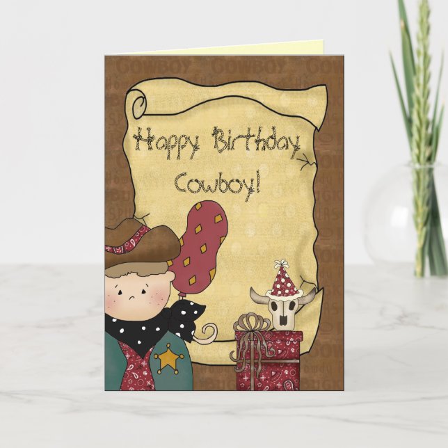 Lil' Cowpoke Cowboy Birthday Greeting Card (Front)