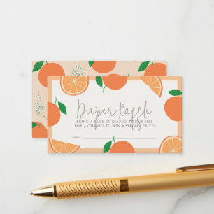 Lil Cutie Orange Baby Shower Diaper Raffle Ticket Enclosure Card