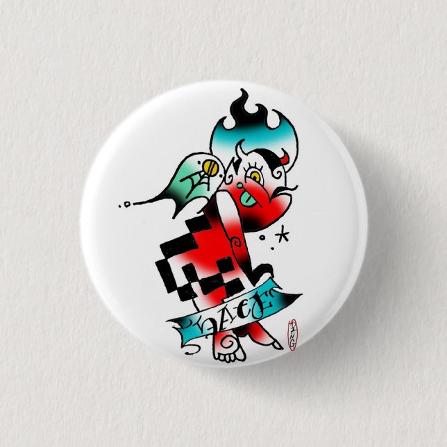 lil devil 1 inch round button (Front)