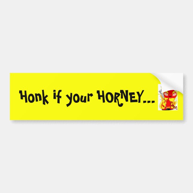 Lil devil, Honk if your HORNEY...Bumper sticker (Front)