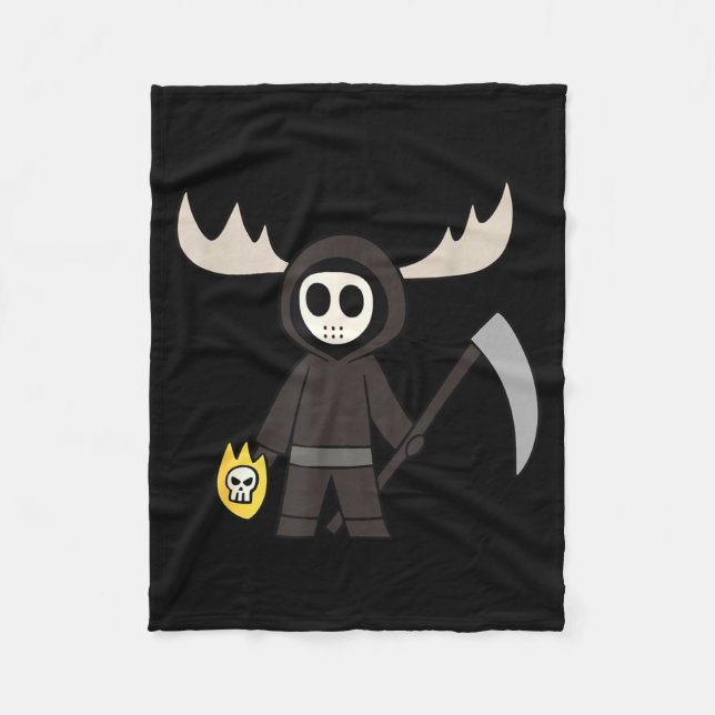Lil Doom Moose - Funny Reaper Cartoon  Fleece Blanket (Front)