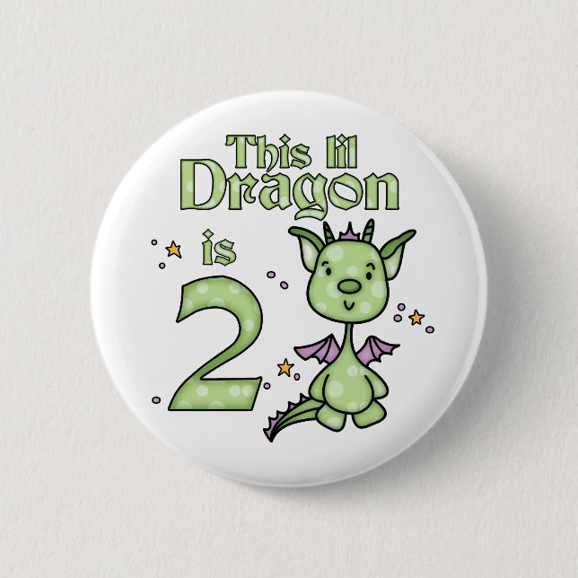 Lil Dragon 2nd Birthday 2 Inch Round Button (Front)