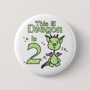 Lil Dragon 2nd Birthday 2 Inch Round Button