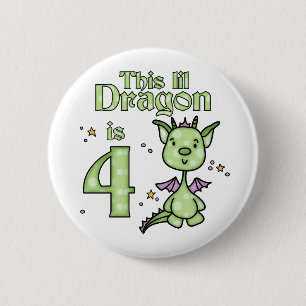 Lil Dragon 4th Birthday 2 Inch Round Button