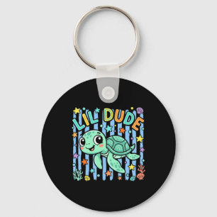 Lil Dude Cute Sea Turtle Illustration Keychain