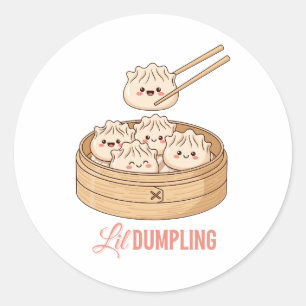 Lil Dumplin – Cute Baby Dumpling Design   Girly  Classic Round Sticker