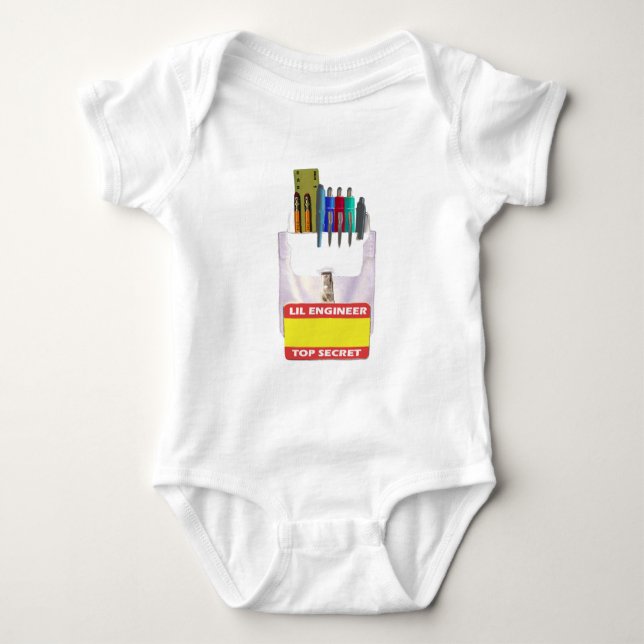 Lil Engineer Pocket Protector Baby Bodysuit (Front)