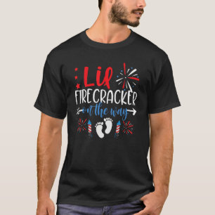 Lil' Firecracker On The Way Cute 4th Of July Preg T-Shirt